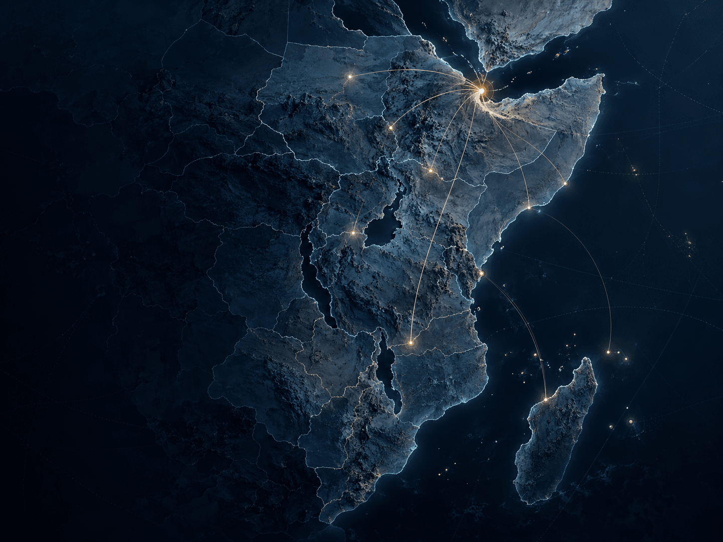 DADATO Group 区域愿景地图，展示吉布提作为未来逐个市场拓展东非的起点。
