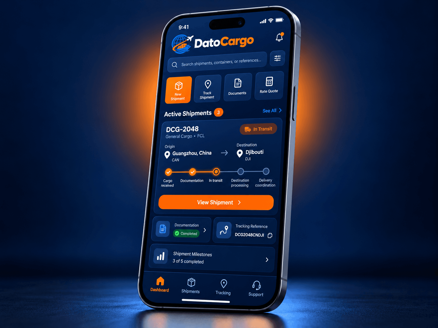 DatoCargo 货运协调移动应用界面预览。